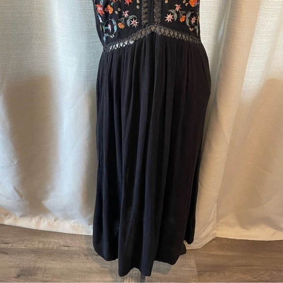 World Market Black Multicolor Floral Embroidered Kayla Maxi Dress Sz S/M - Picture 5 of 9